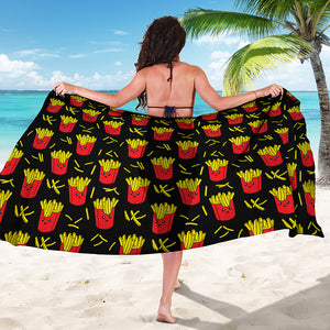 Cartoon French Fries Pattern Print Beach Sarong Wrap