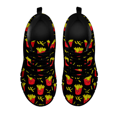Cartoon French Fries Pattern Print Black Sneakers