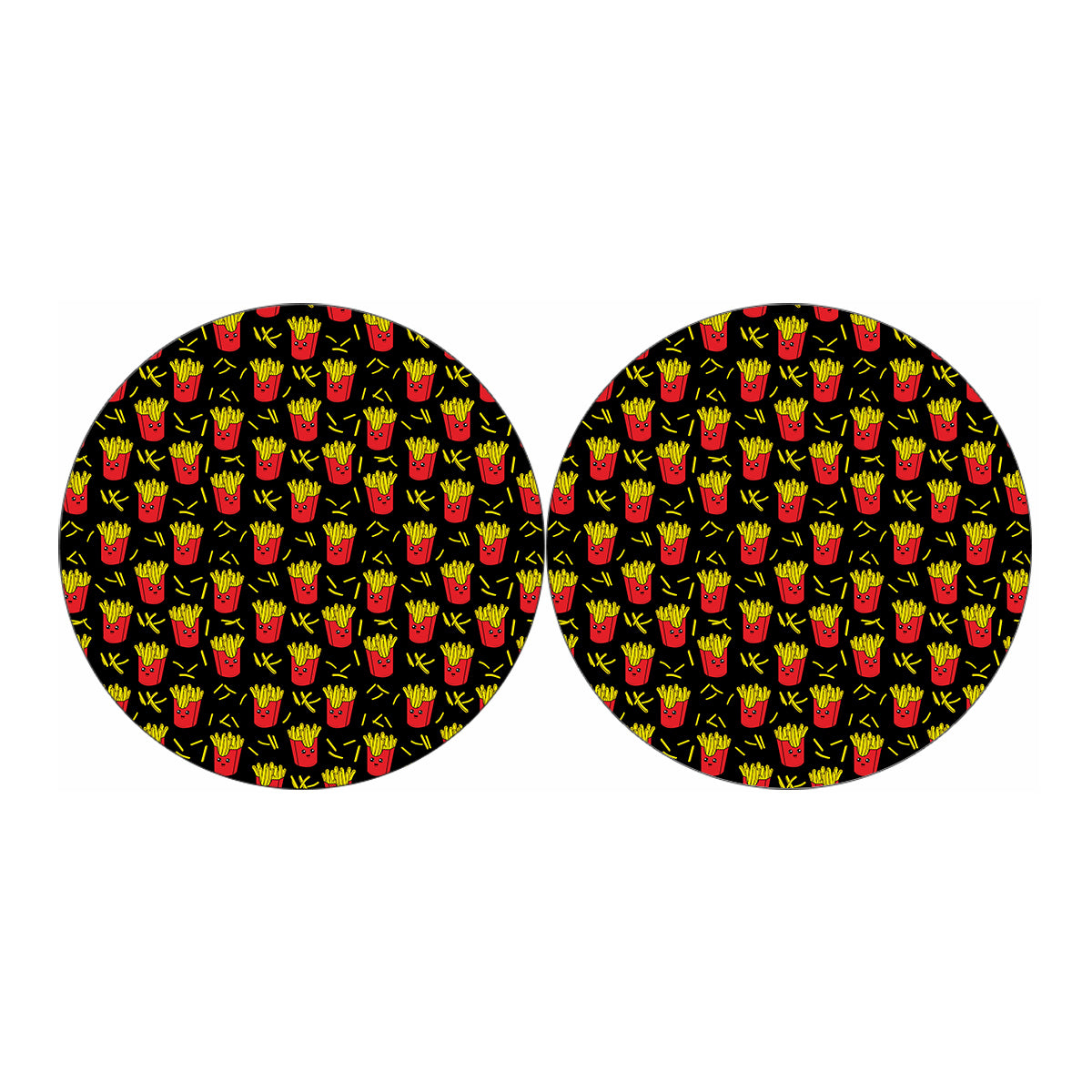 Cartoon French Fries Pattern Print Car Coasters