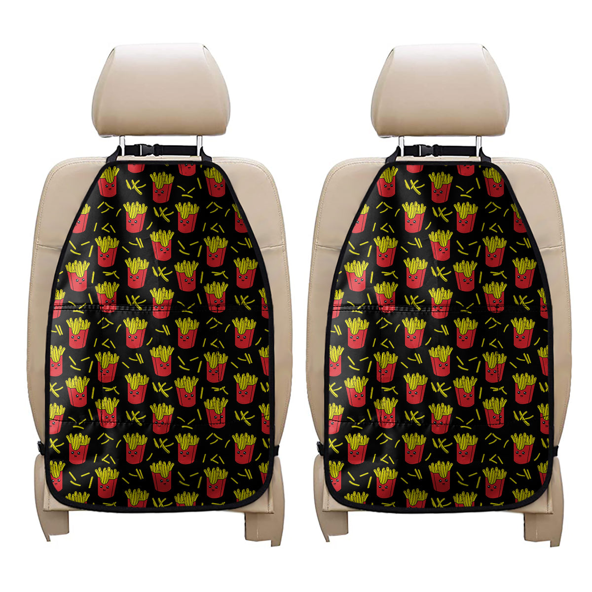 Cartoon French Fries Pattern Print Car Seat Organizers