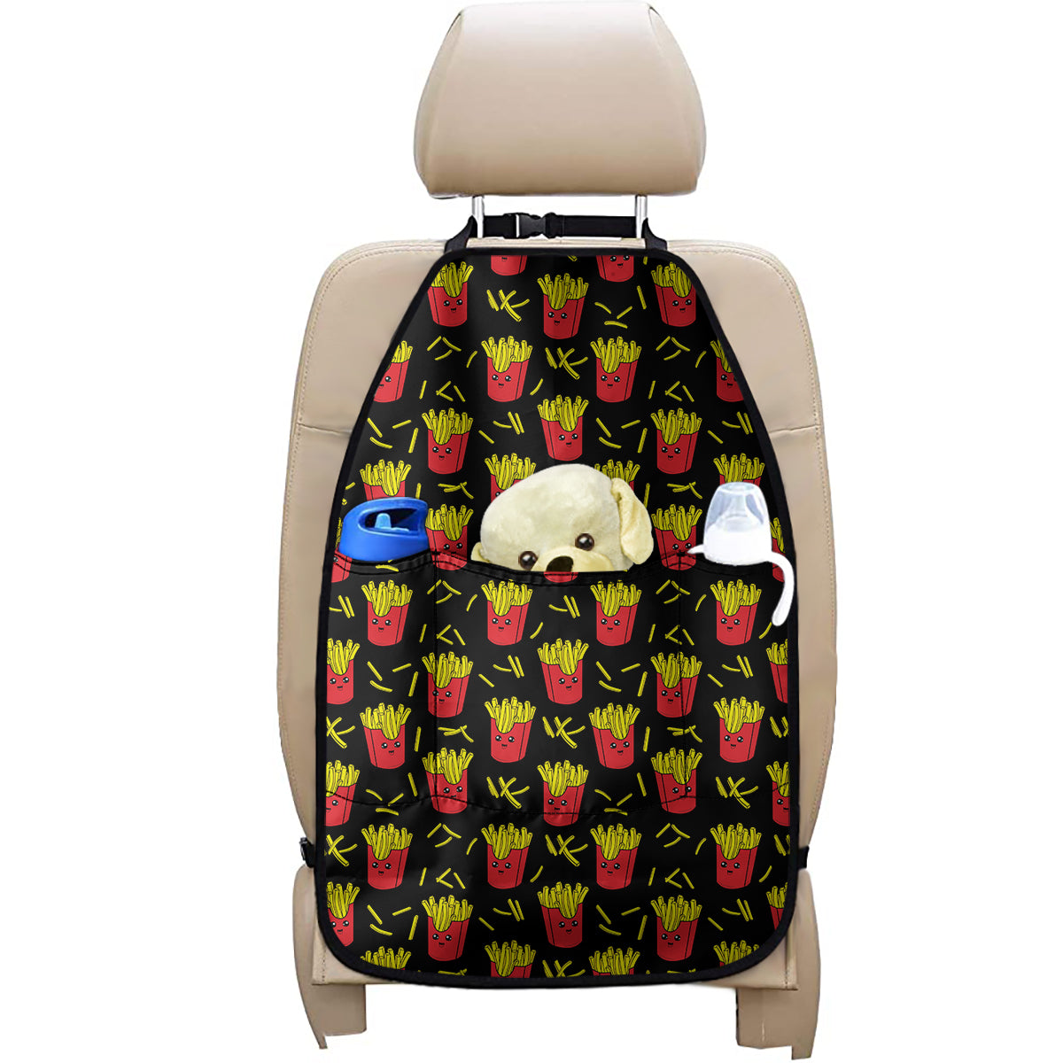 Cartoon French Fries Pattern Print Car Seat Organizers