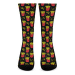 Cartoon French Fries Pattern Print Crew Socks