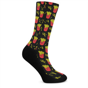 Cartoon French Fries Pattern Print Crew Socks