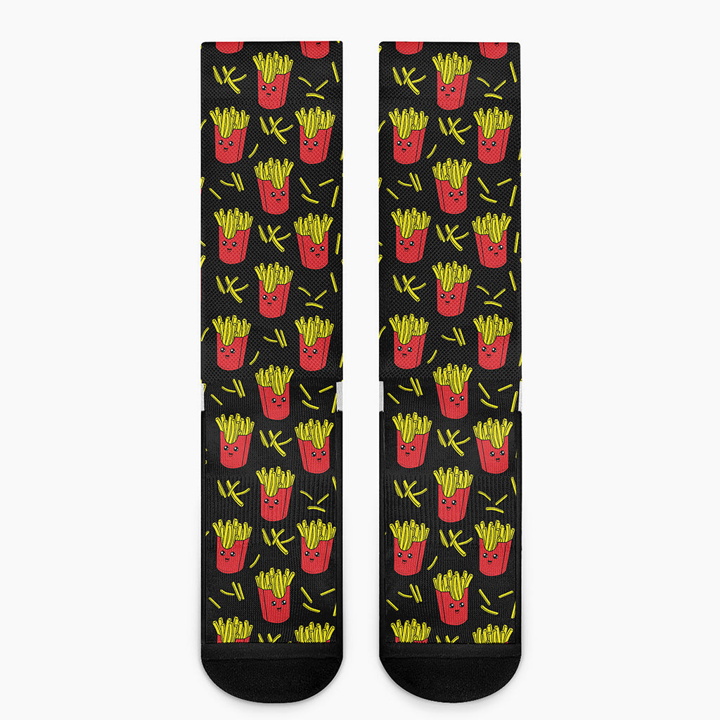 Cartoon French Fries Pattern Print Crew Socks