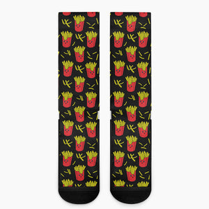 Cartoon French Fries Pattern Print Crew Socks