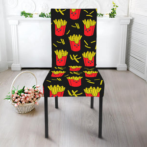 Cartoon French Fries Pattern Print Dining Chair Slipcover