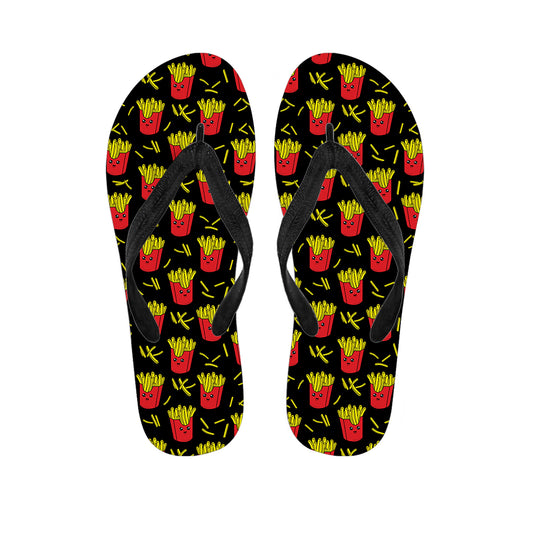 Cartoon French Fries Pattern Print Flip Flops