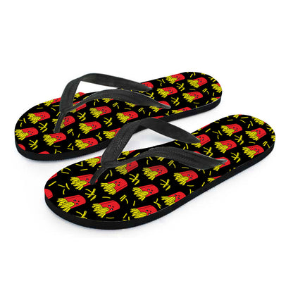 Cartoon French Fries Pattern Print Flip Flops