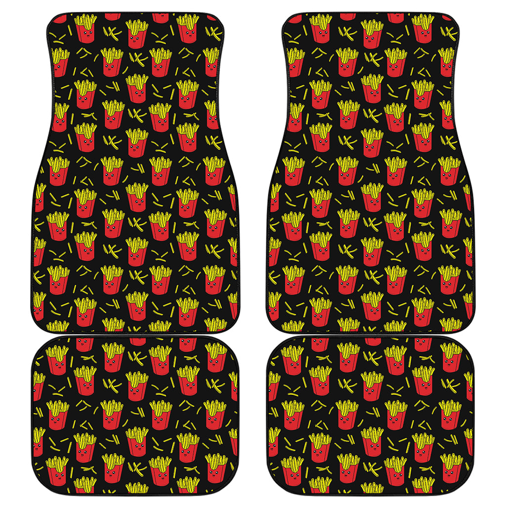 Cartoon French Fries Pattern Print Front and Back Car Floor Mats