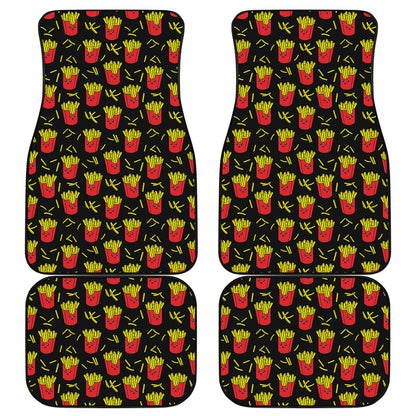 Cartoon French Fries Pattern Print Front and Back Car Floor Mats