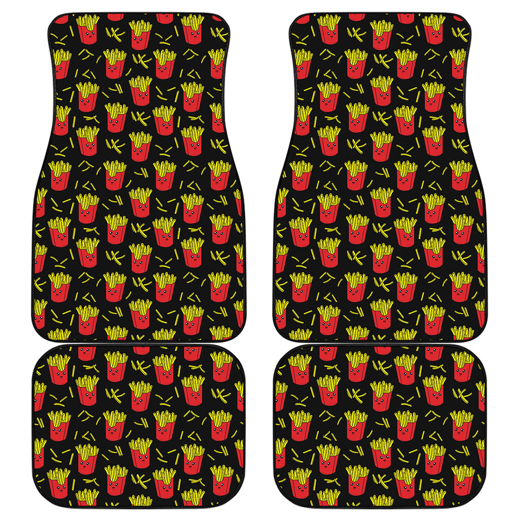 Cartoon French Fries Pattern Print Front and Back Car Floor Mats