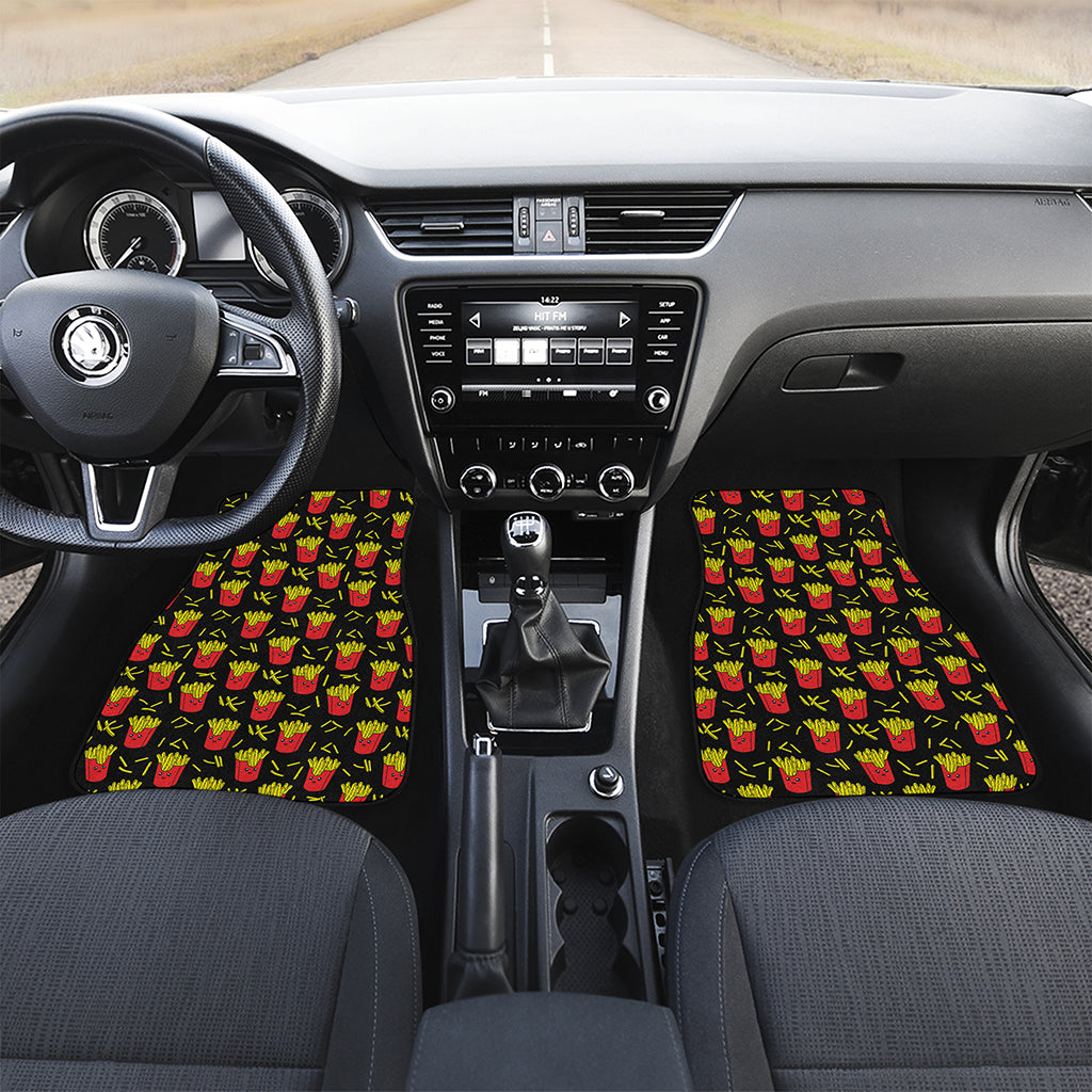 Cartoon French Fries Pattern Print Front and Back Car Floor Mats