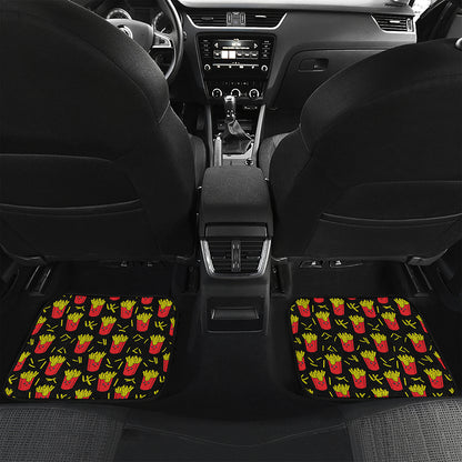 Cartoon French Fries Pattern Print Front and Back Car Floor Mats