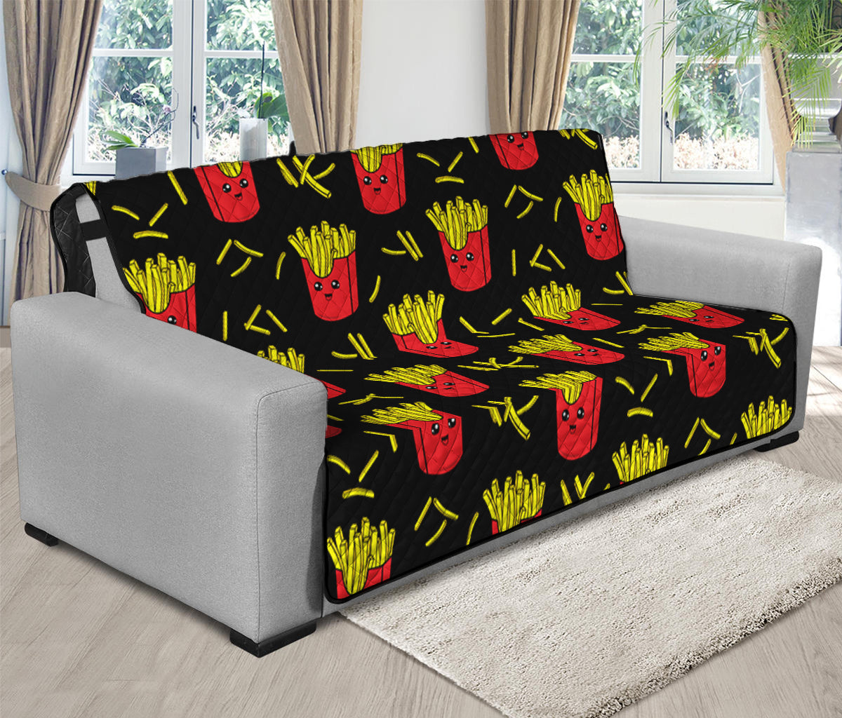 Cartoon French Fries Pattern Print Futon Protector