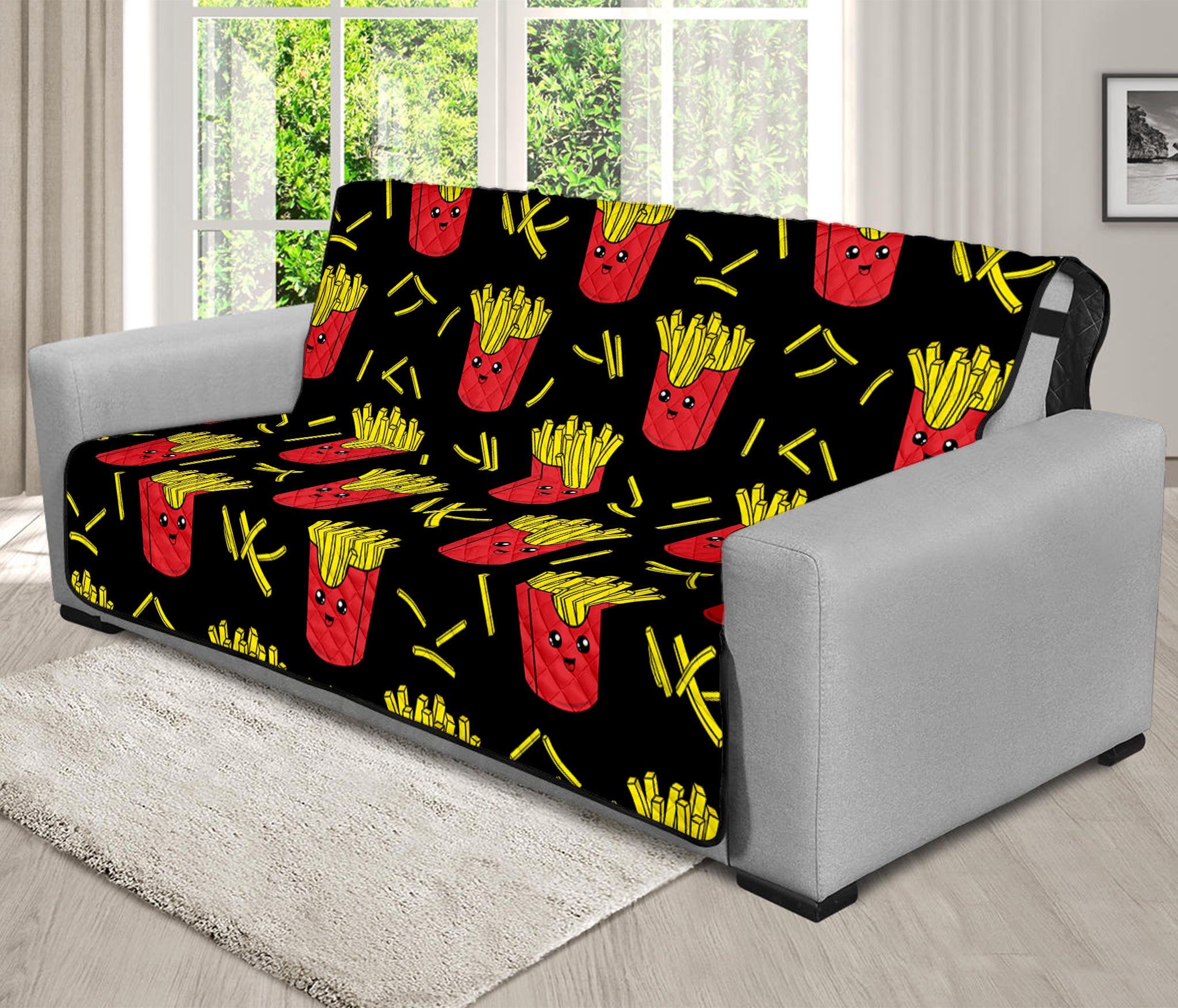 Cartoon French Fries Pattern Print Futon Protector