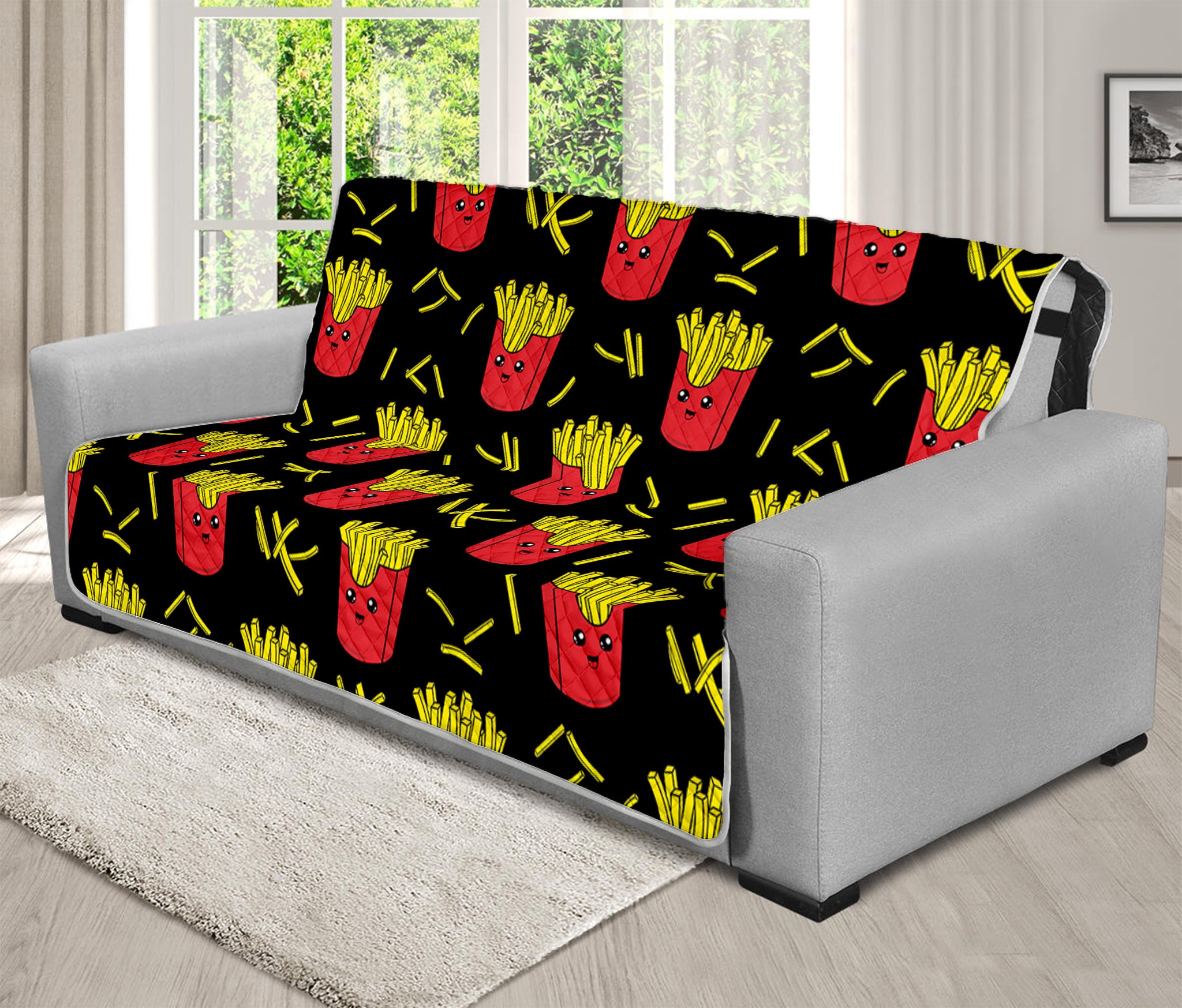 Cartoon French Fries Pattern Print Futon Protector