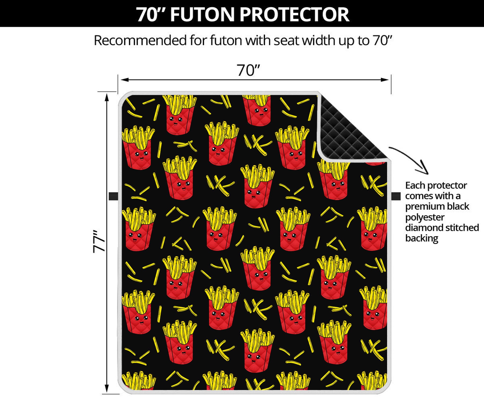 Cartoon French Fries Pattern Print Futon Protector