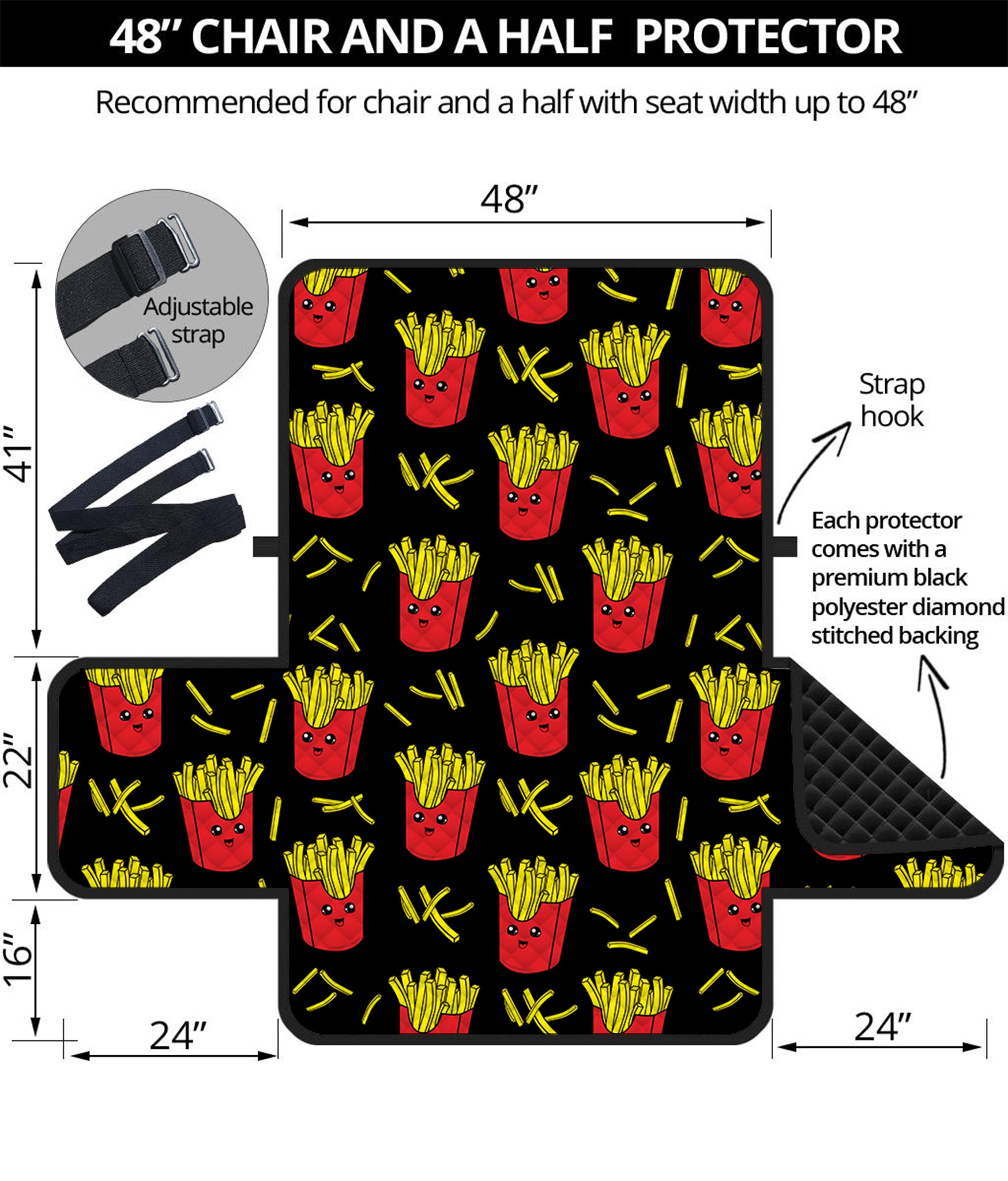 Cartoon French Fries Pattern Print Half Sofa Protector