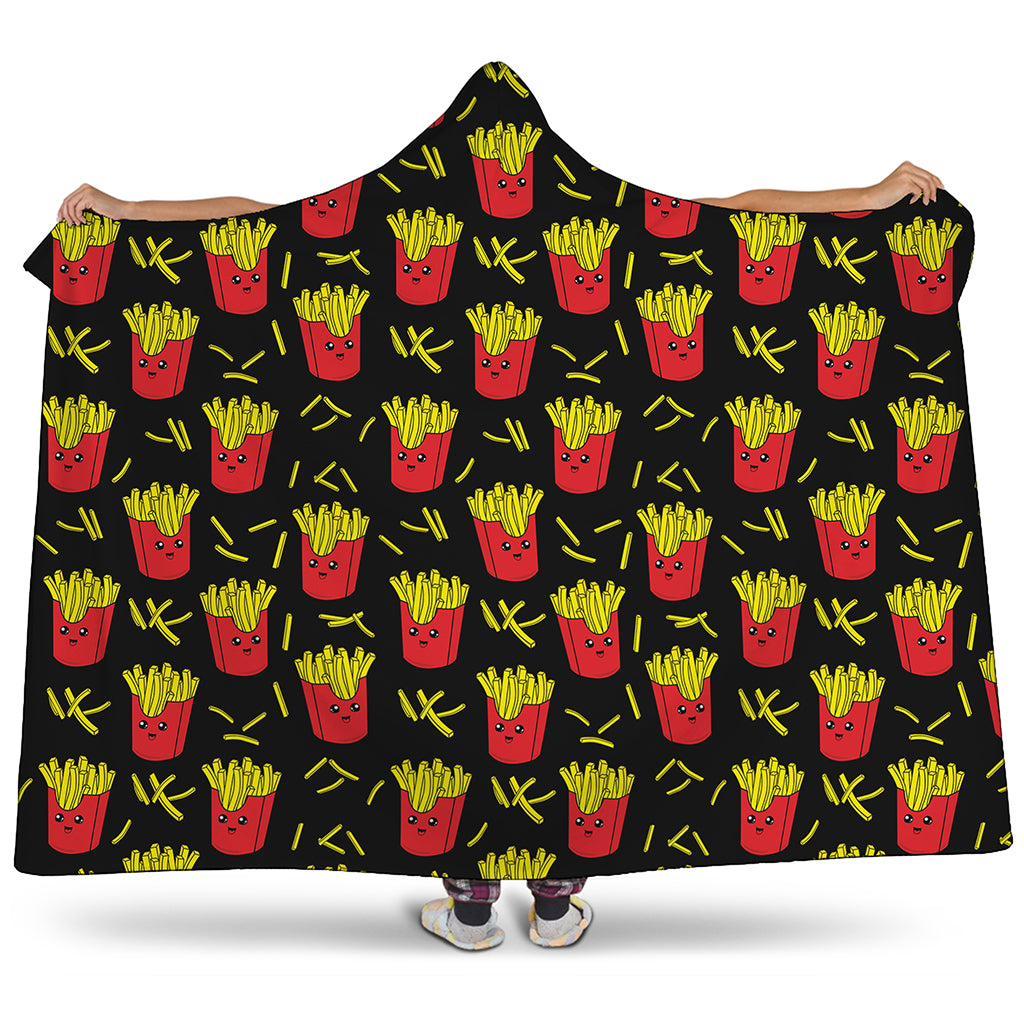 Cartoon French Fries Pattern Print Hooded Blanket