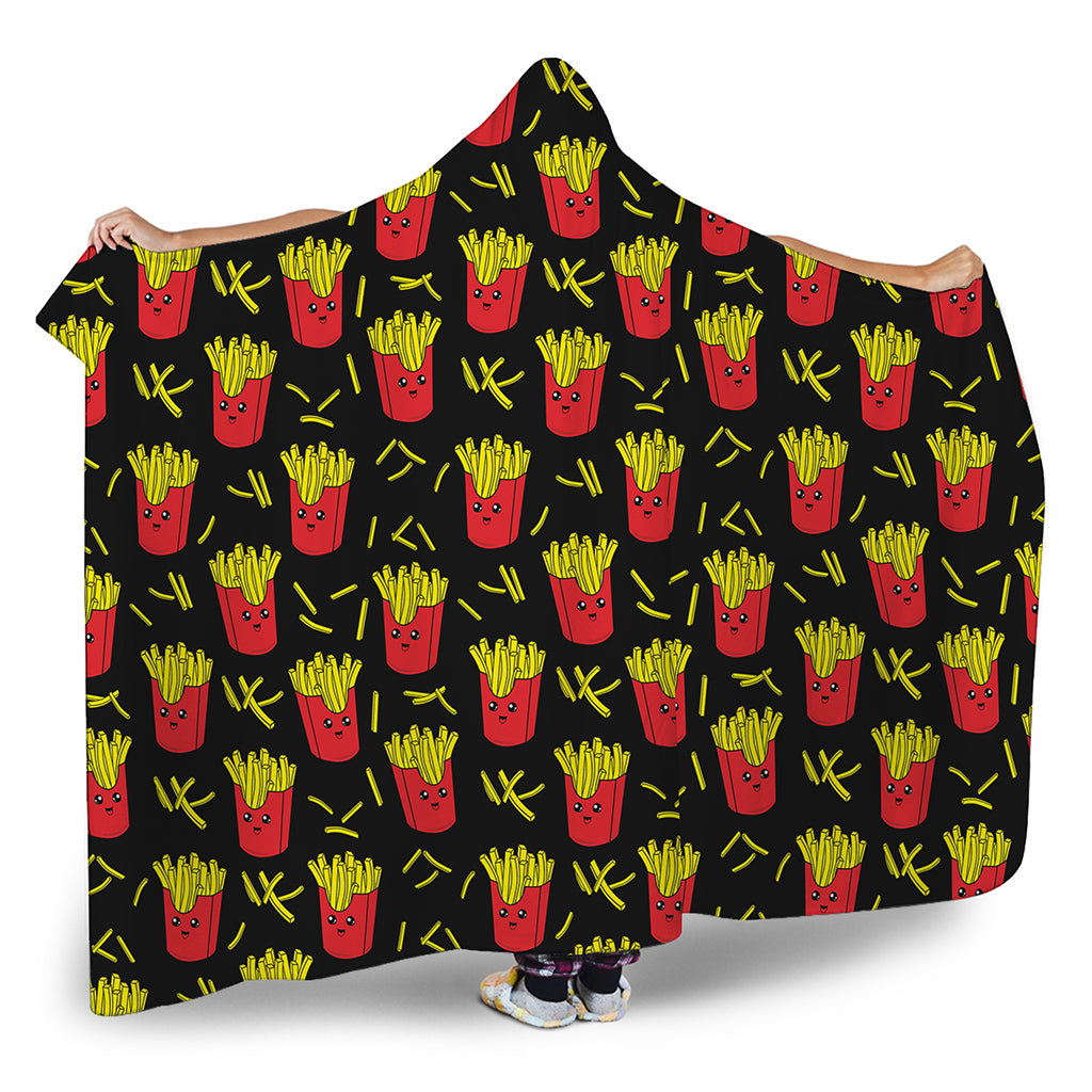 Cartoon French Fries Pattern Print Hooded Blanket