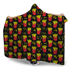 Cartoon French Fries Pattern Print Hooded Blanket