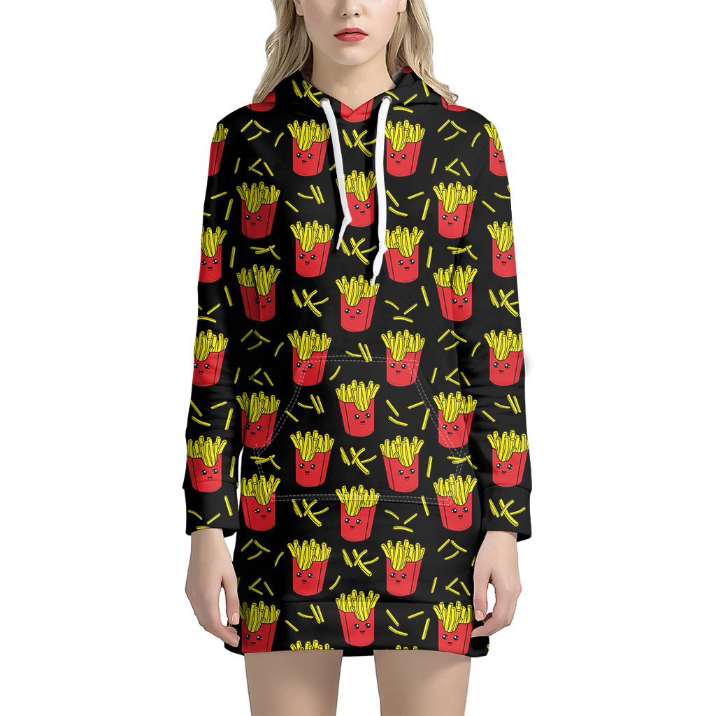 Cartoon French Fries Pattern Print Hoodie Dress