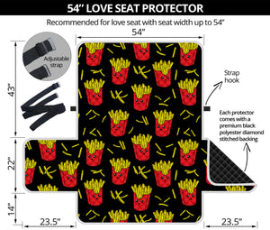 Cartoon French Fries Pattern Print Loveseat Protector