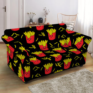 Cartoon French Fries Pattern Print Loveseat Slipcover