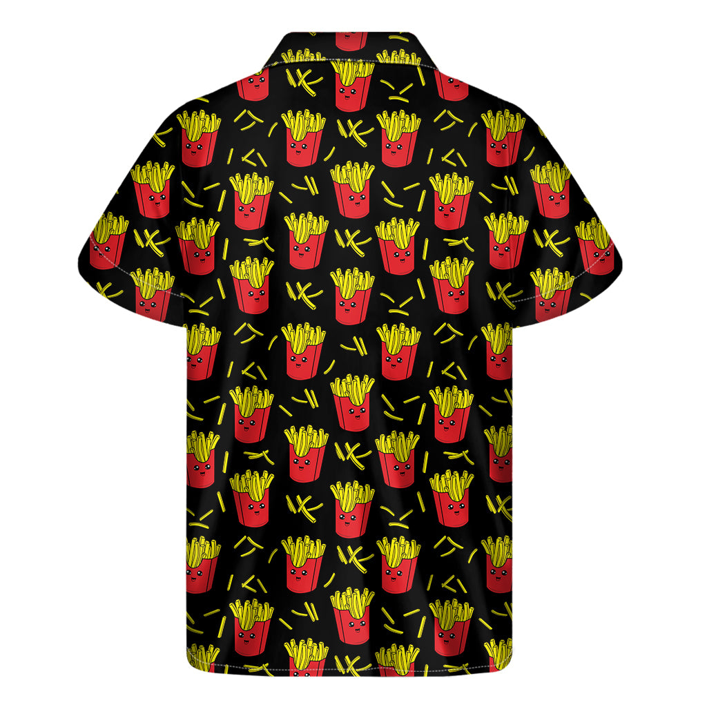 Cartoon French Fries Pattern Print Men's Short Sleeve Shirt