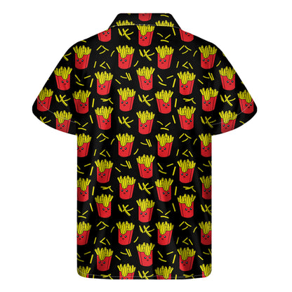 Cartoon French Fries Pattern Print Men's Short Sleeve Shirt