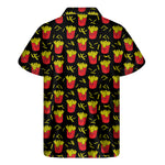 Cartoon French Fries Pattern Print Men's Short Sleeve Shirt