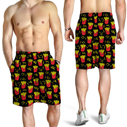 Cartoon French Fries Pattern Print Men's Shorts