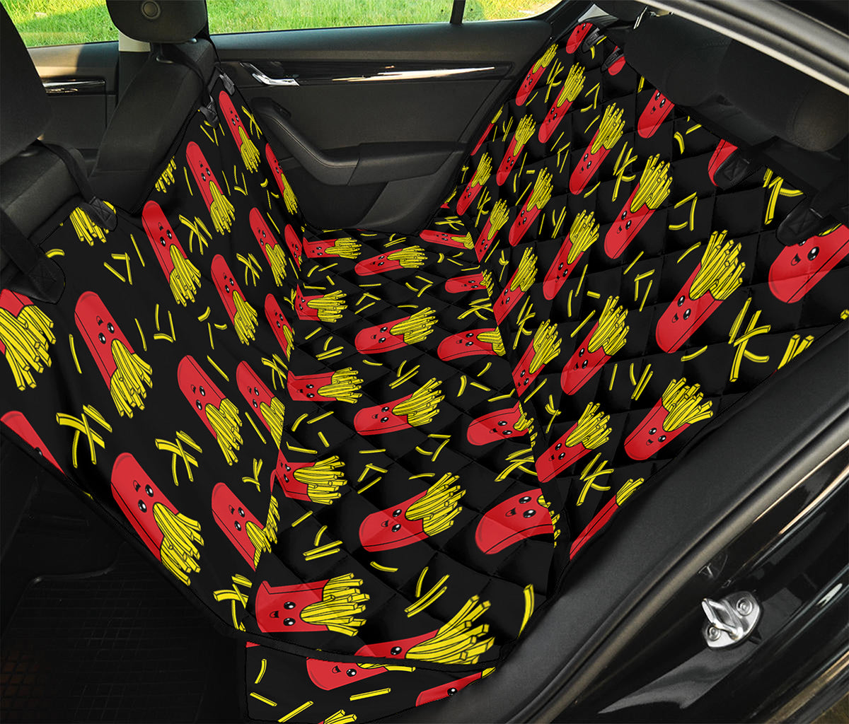 Cartoon French Fries Pattern Print Pet Car Back Seat Cover