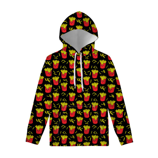 Cartoon French Fries Pattern Print Pullover Hoodie