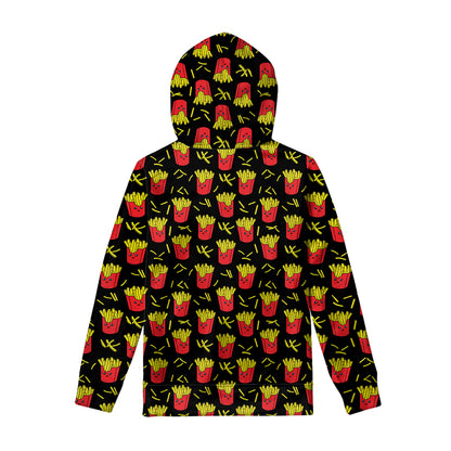 Cartoon French Fries Pattern Print Pullover Hoodie