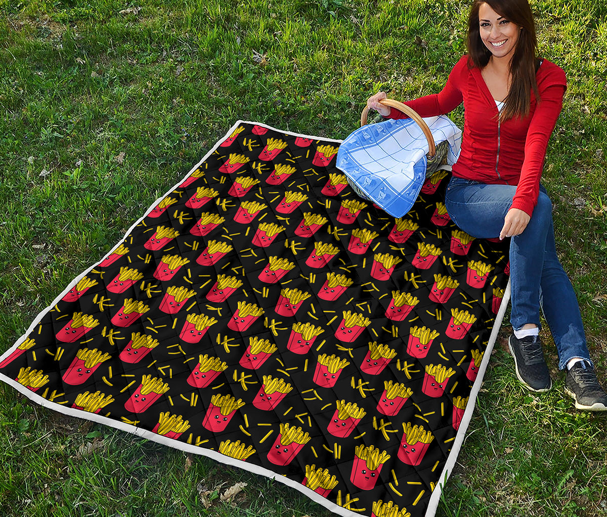 Cartoon French Fries Pattern Print Quilt