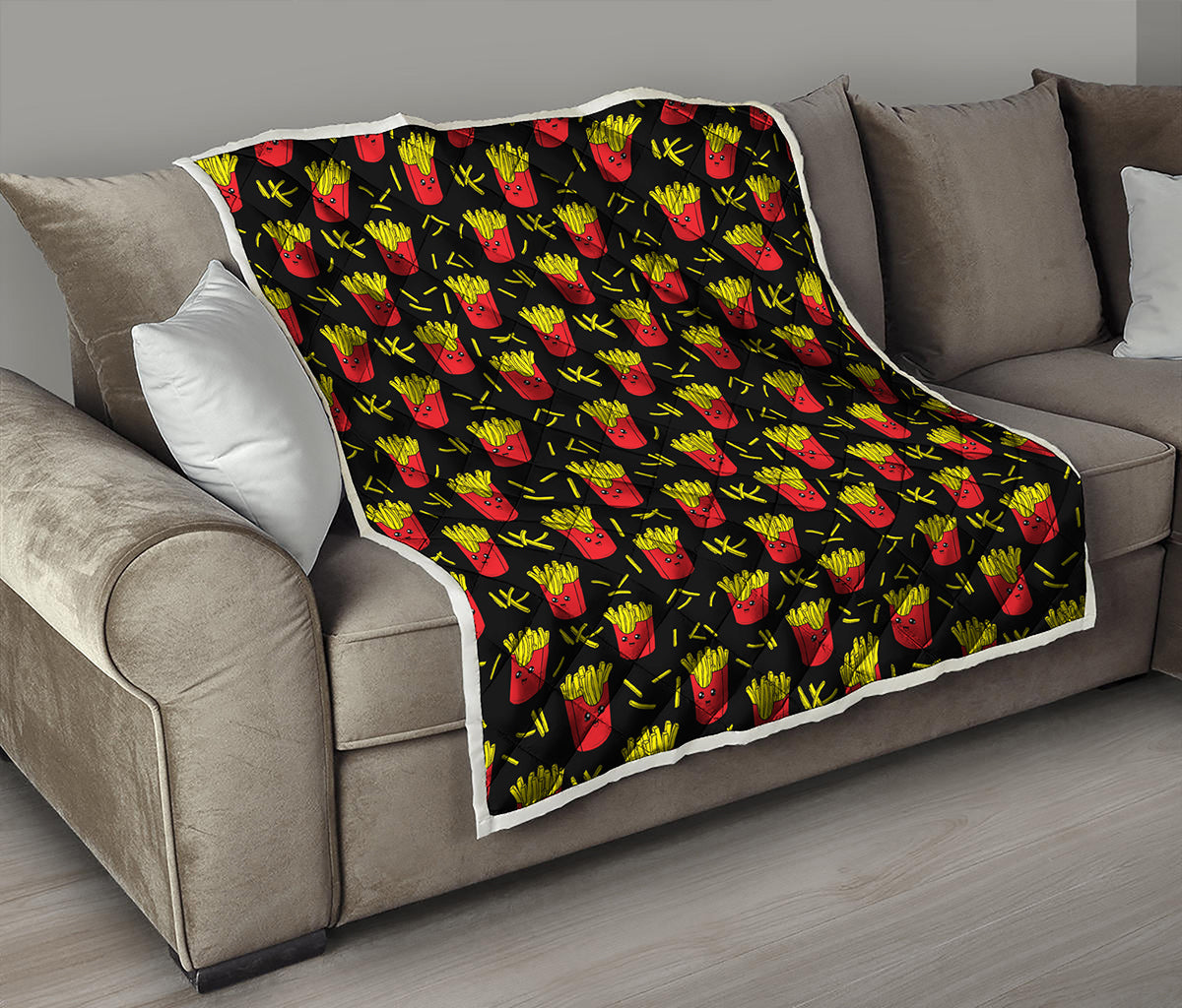 Cartoon French Fries Pattern Print Quilt