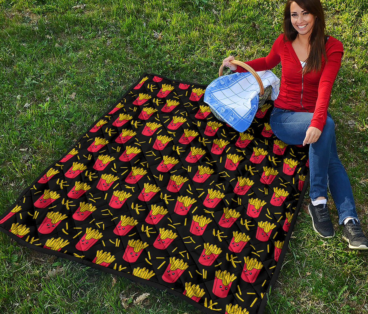 Cartoon French Fries Pattern Print Quilt