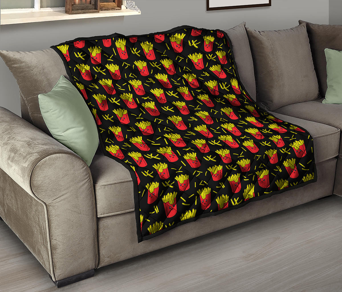 Cartoon French Fries Pattern Print Quilt