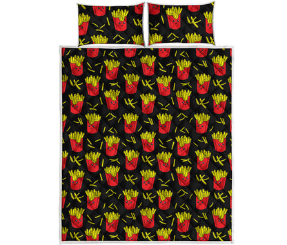 Cartoon French Fries Pattern Print Quilt Bed Set