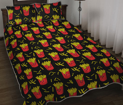 Cartoon French Fries Pattern Print Quilt Bed Set