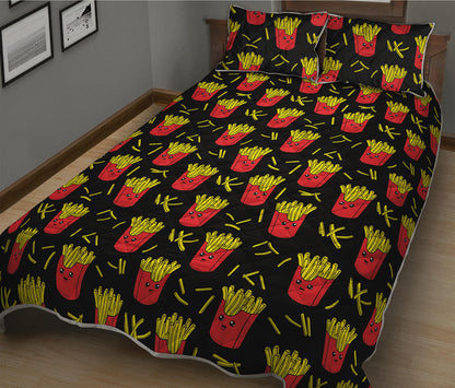 Cartoon French Fries Pattern Print Quilt Bed Set