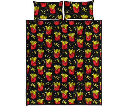 Cartoon French Fries Pattern Print Quilt Bed Set