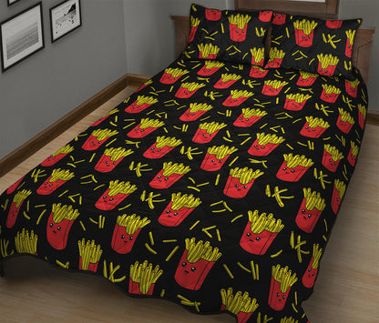 Cartoon French Fries Pattern Print Quilt Bed Set