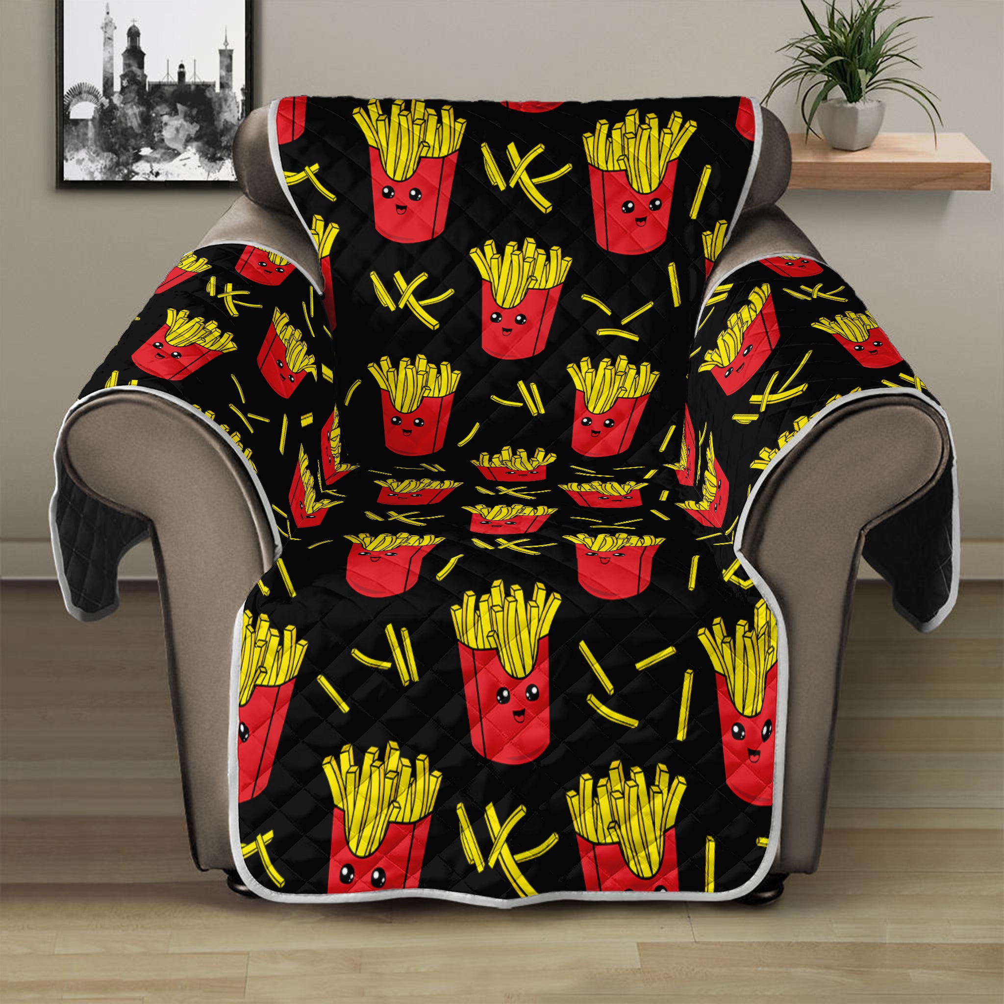 Cartoon French Fries Pattern Print Recliner Protector