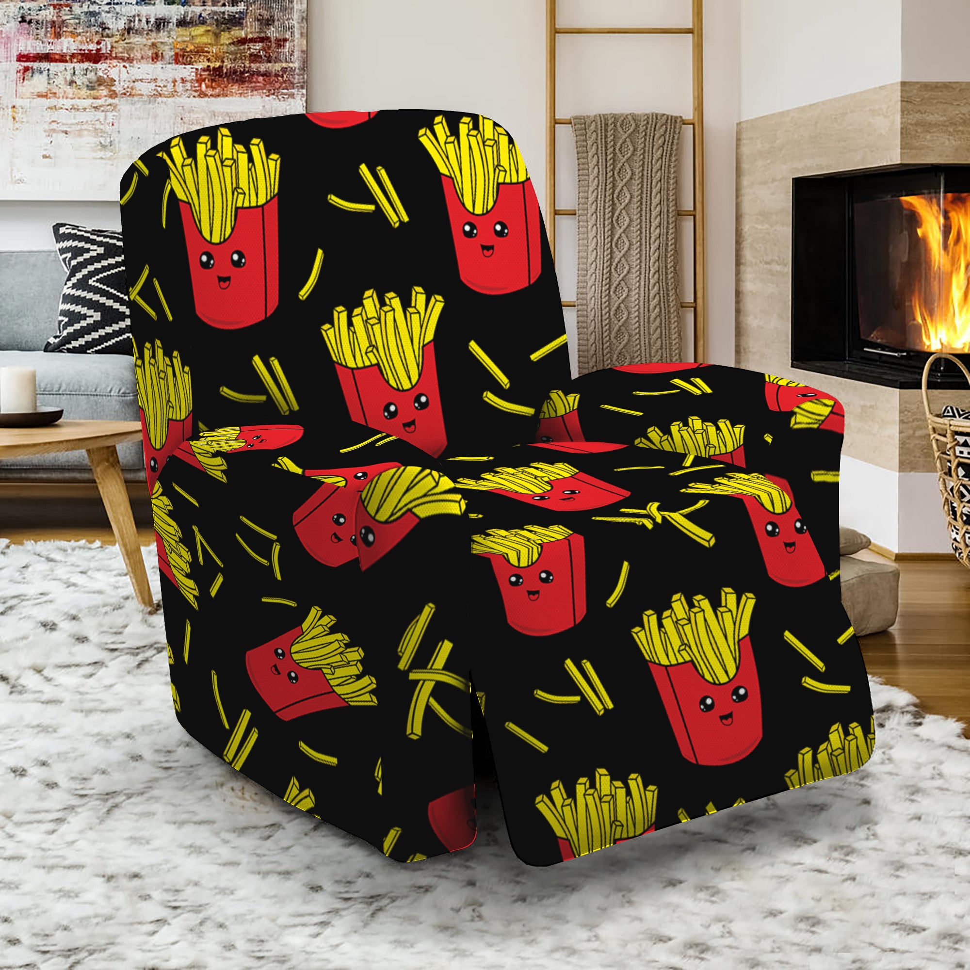 Cartoon French Fries Pattern Print Recliner Slipcover