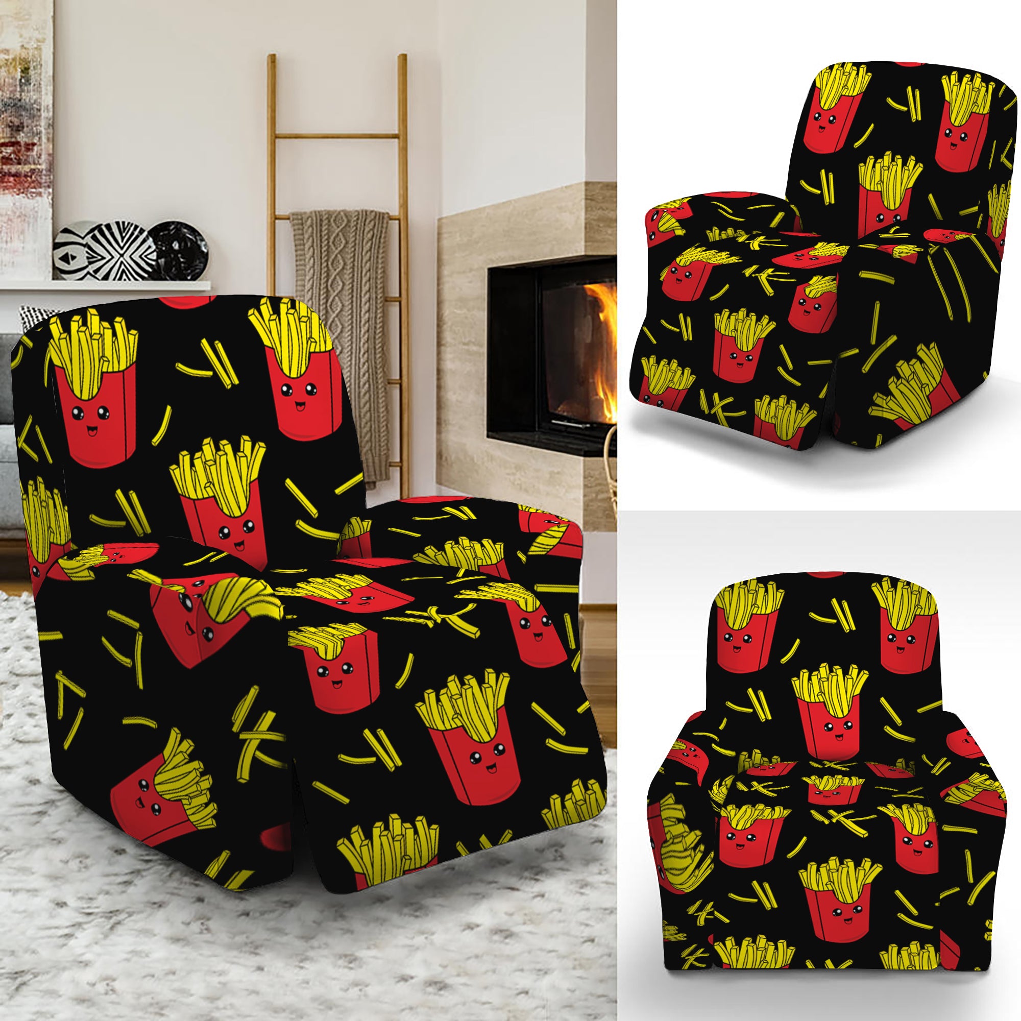 Cartoon French Fries Pattern Print Recliner Slipcover