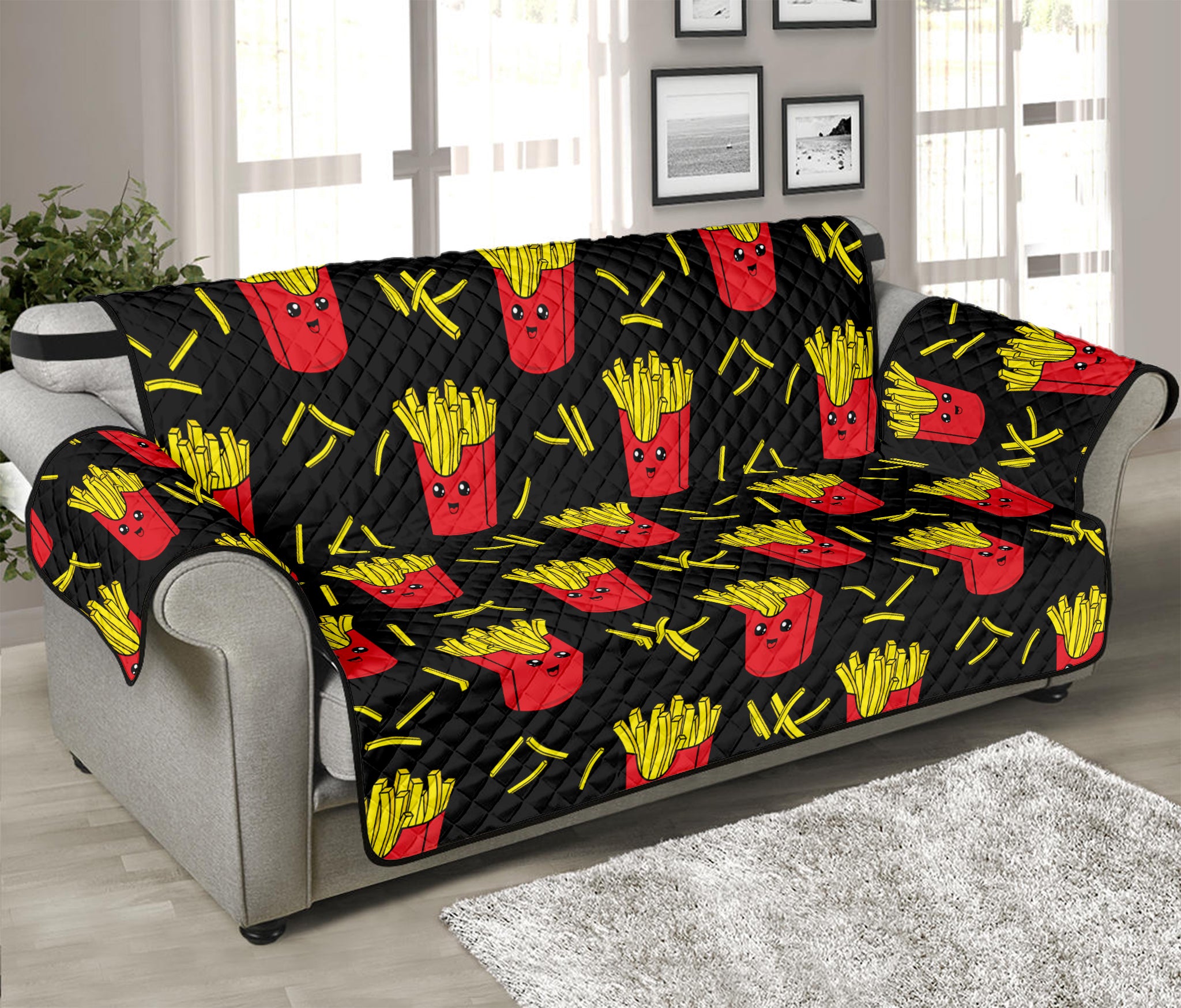 Cartoon French Fries Pattern Print Sofa Protector