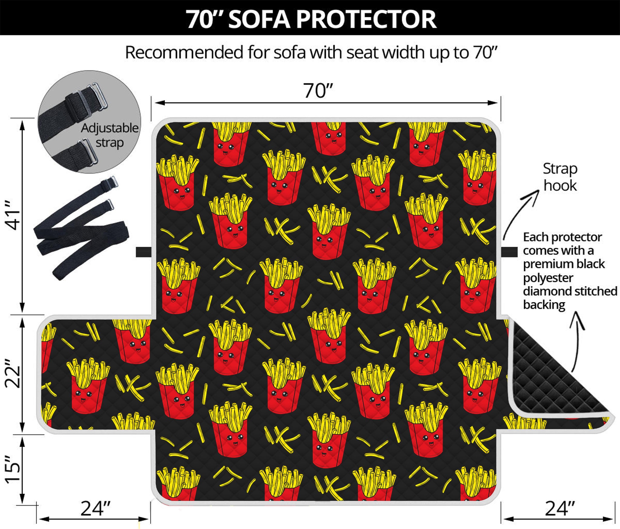 Cartoon French Fries Pattern Print Sofa Protector