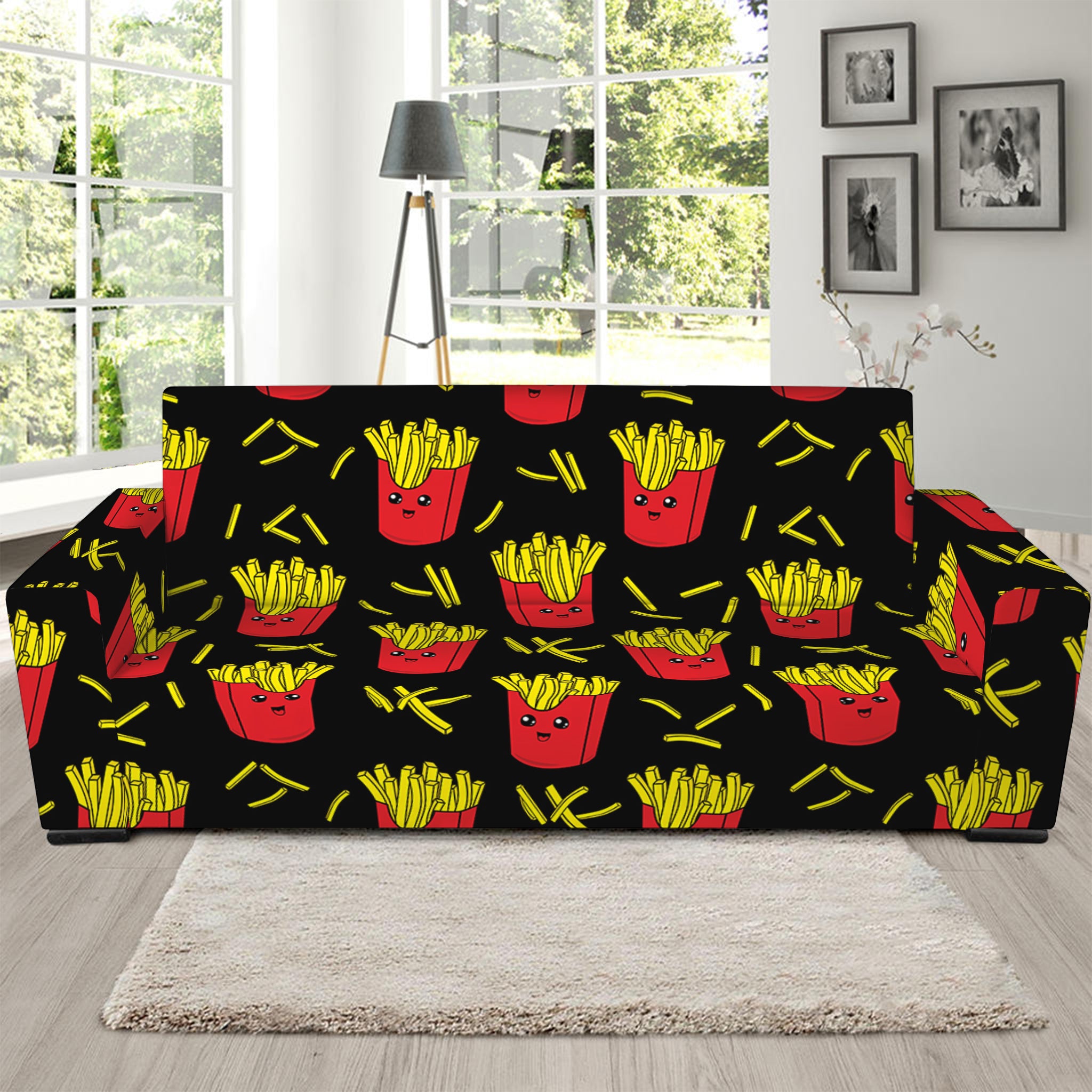 Cartoon French Fries Pattern Print Sofa Slipcover